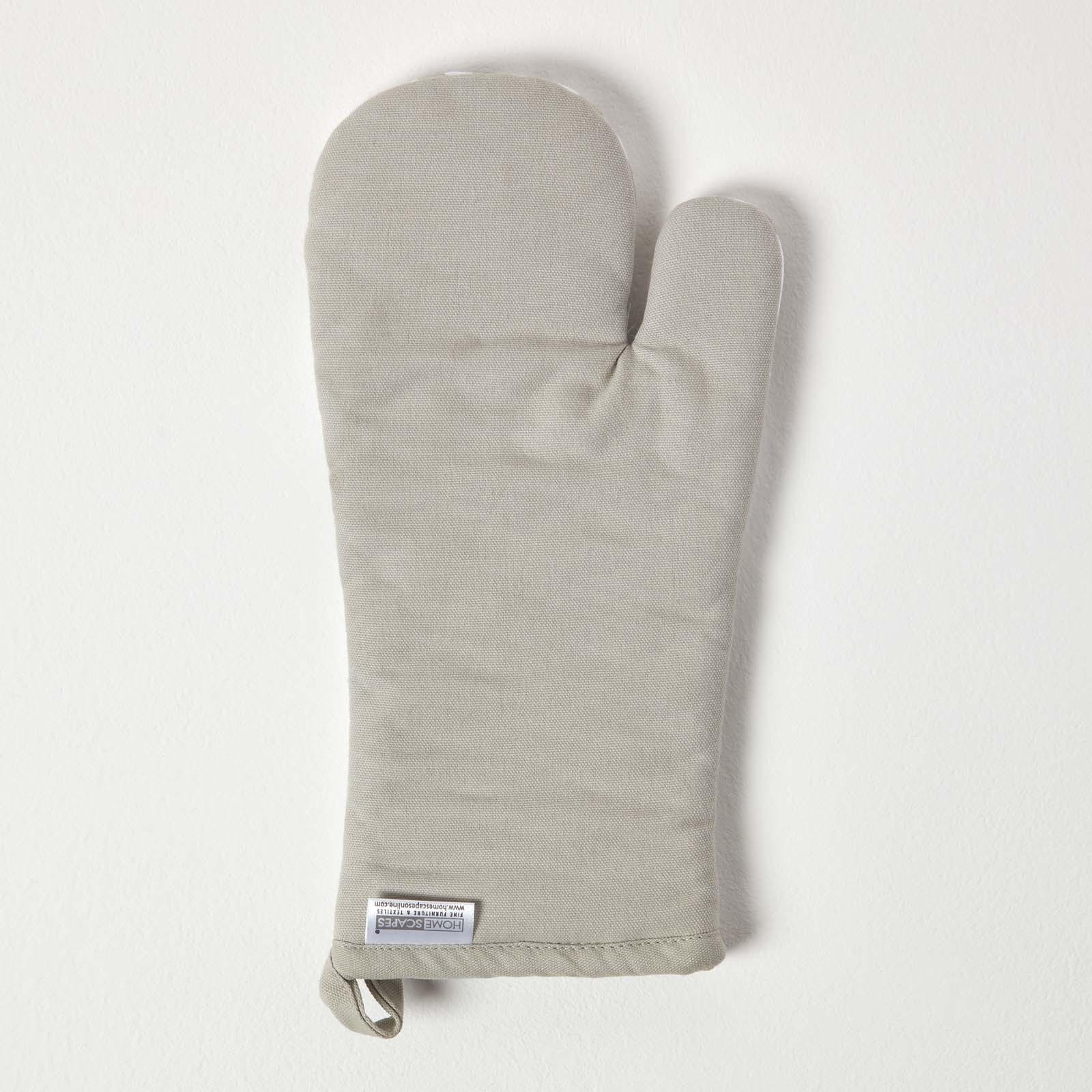 OFENHANDSCHUH grau-weiß 18/32 cm, Baumwolle wattiert - Grau, Textil (18/32cm) - Homescapes