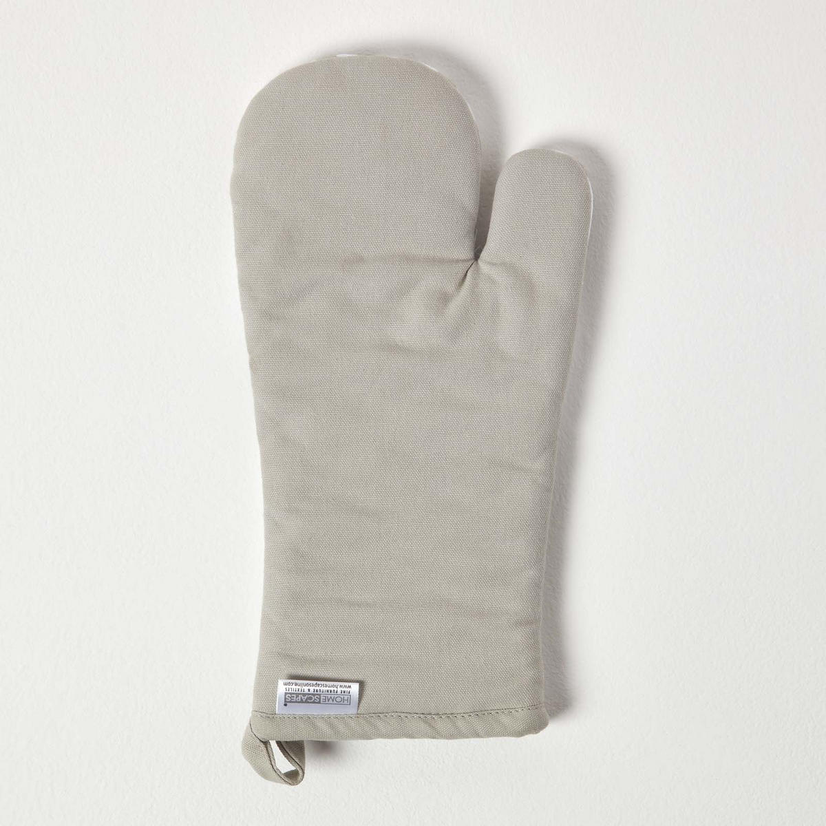 OFENHANDSCHUH grau-weiß 18/32 cm, Baumwolle wattiert - Grau, Textil (18/32cm) - Homescapes