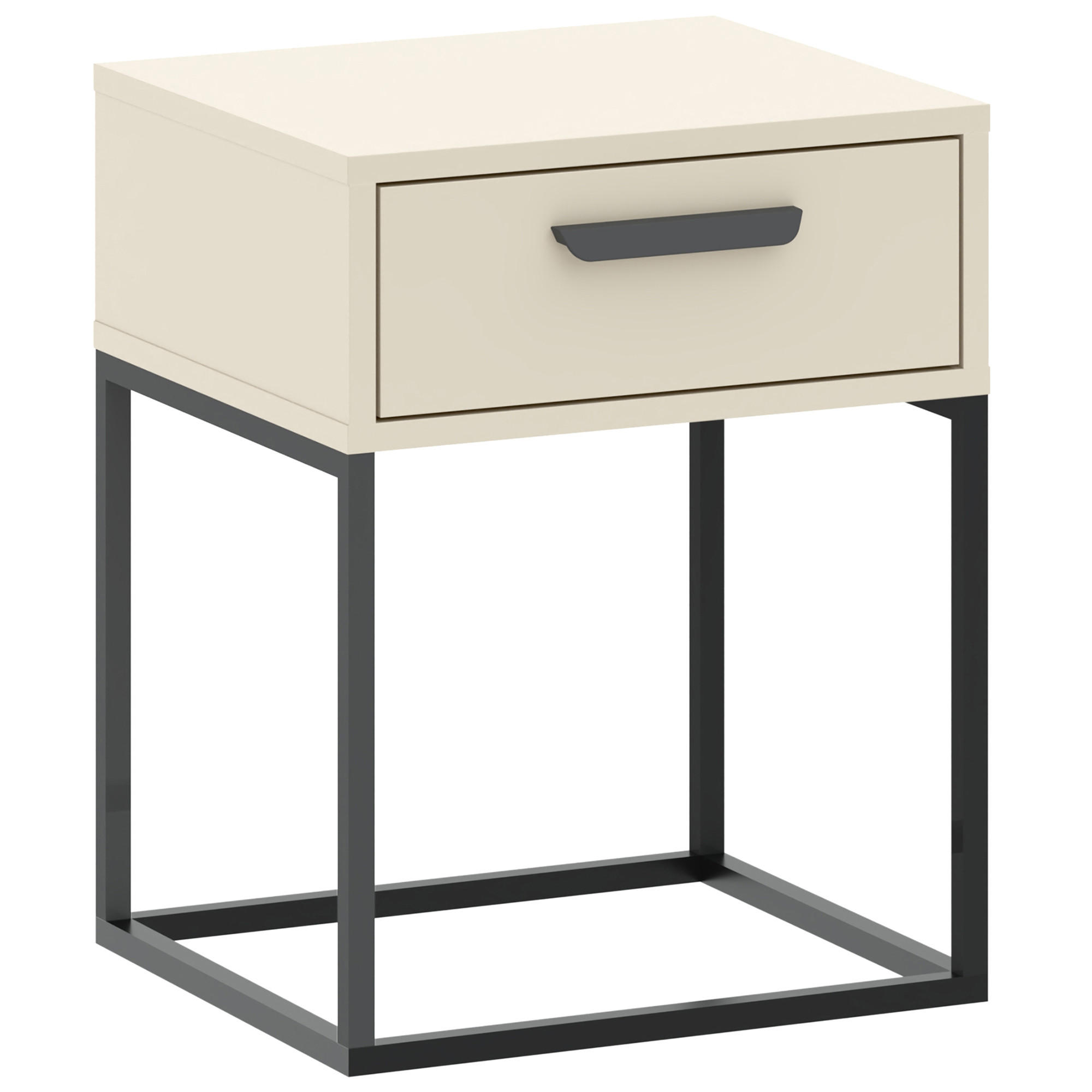 NACHTTISCH RECTUS Nachtschrank, Modern - Creme/Schwarz, Holzwerkstoff (40/52/39cm) - KONSIMO®