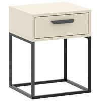 NACHTTISCH RECTUS Nachtschrank, Modern - Creme/Schwarz, Holzwerkstoff (40/52/39cm) - KONSIMO®
