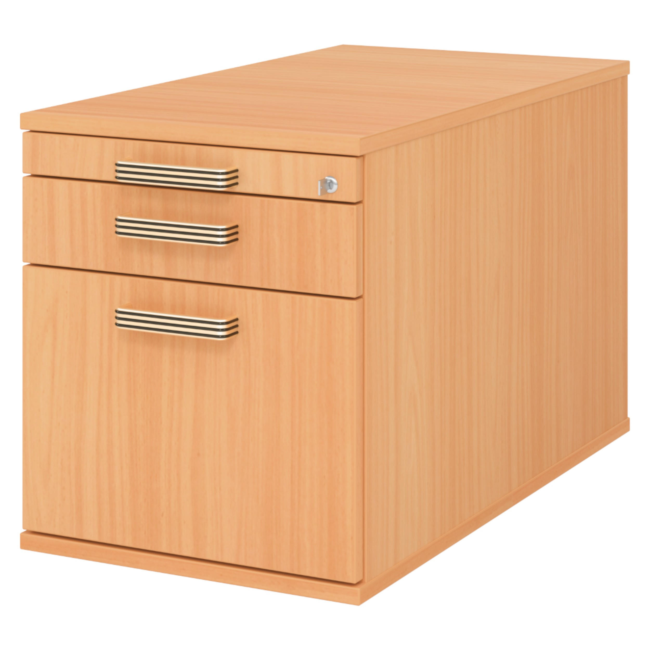 ROLLCONTAINER - mit Hängeregistratur 80/42,8/51,2 cm in Buchefarben Streifengriff (Kunststoff) - Buchefarben, Holzwerkstoff (42.8/51.2/80cm) - bümö