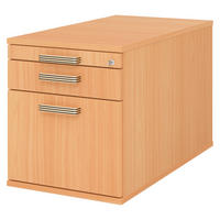 ROLLCONTAINER - mit Hängeregistratur 80/42,8/51,2 cm in Buchefarben Streifengriff (Kunststoff) - Buchefarben, Holzwerkstoff (42.8/51.2/80cm) - bümö