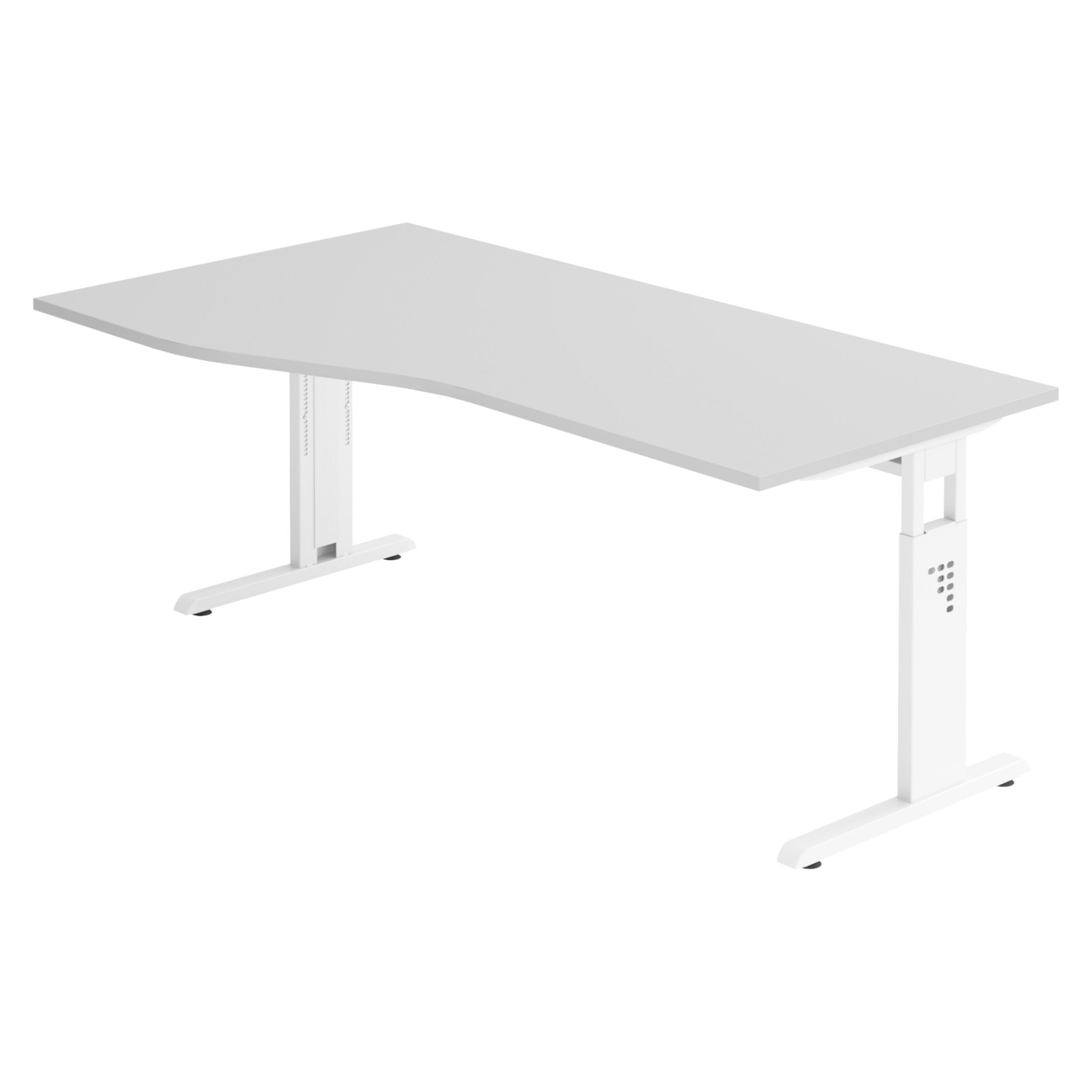 SCHREIBTISCH Serie-O 100/180/74 cm in Grau/Weiß - Weiß/Grau, Holzwerkstoff (100/180/74cm) - bümö