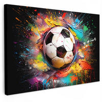 LEINWANDBILD Fußball - Farbe - Farben - Schwarz - Weiß Wanddeko 90x60 cm - Weiß, Textil (90/60cm) - MuchoWow
