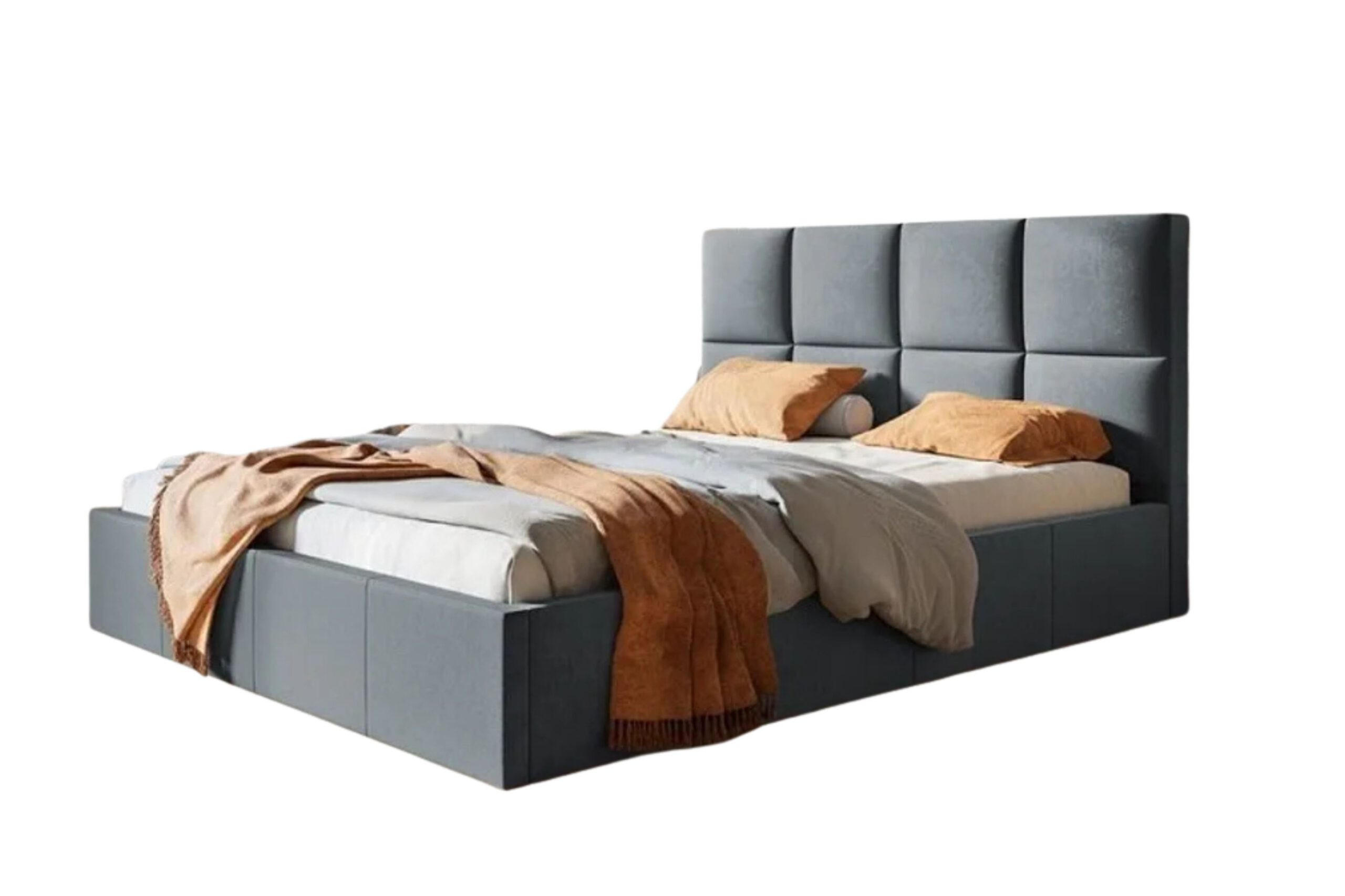 POLSTERBETT SLIM mit Kopfteil, 180x200 cm mit Bettkasten und Lattenrost aus Holz, Velourstoff, Farbe: Dunkelgrau - Dunkelgrau, Holz/Kunststoff (180/200cm) - Sepro Meble