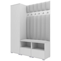 GEPOLSTERT Garderoben-Set Nela II LUX (Farbe Weiß + Stoff Trinity 32) - Silberfarben/Hellgrau, Holz/Holzwerkstoff (150/187/40cm) - Ravio
