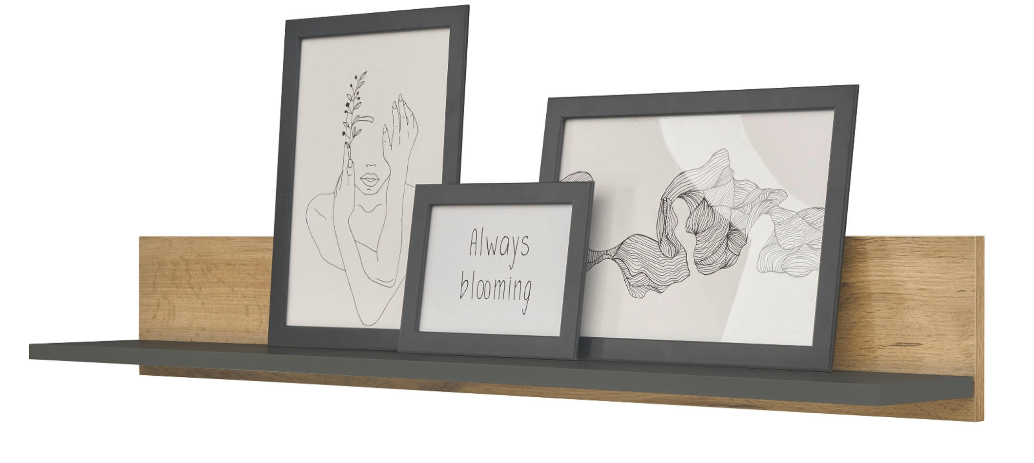 AKTENREGAL grau matt, Eiche Wotan 100 cm, Wandregal für Homeoffice und Büro - Eiche Wotan/Grau, Holzwerkstoff (100/15/17cm) - Furn.Design