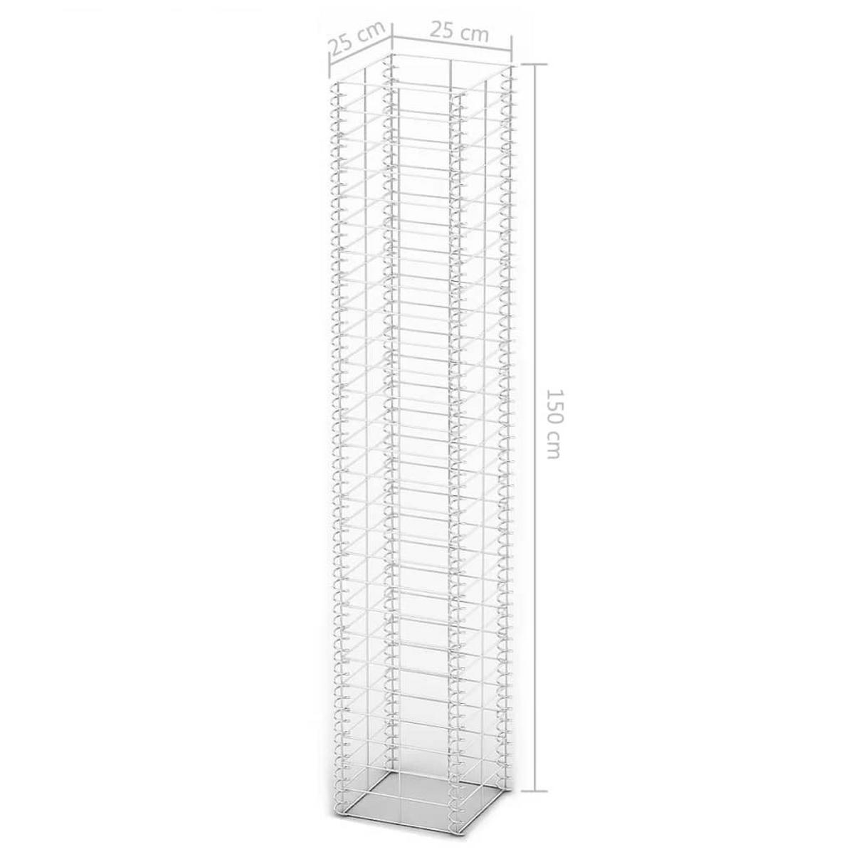 GABIONEN-SET 3-teilig Verzinkter Draht 25/25/150 Cm - Silberfarben, Metall (25/150cm) - vidaXL