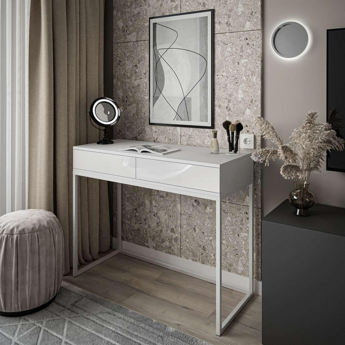 KONSOLE BLANCO LOFT Weiß Hochglanz PUSH OPEN - Weiß Hochglanz, Holzwerkstoff (42/100/81cm) - Lookway