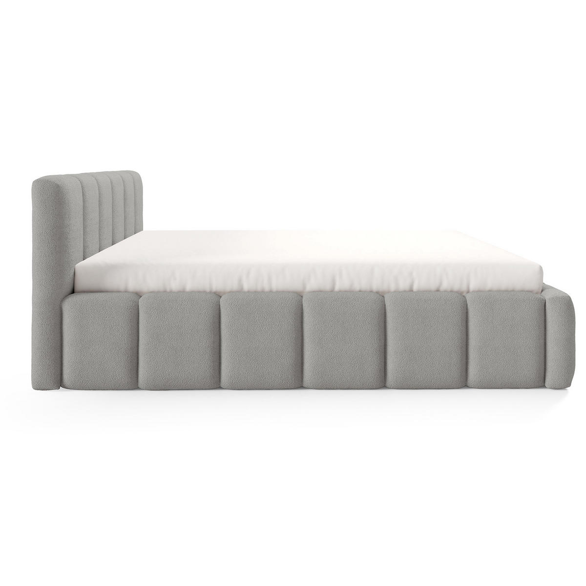 POLSTERBETT KALLA Medium 160x200 cm mit Bettkasten – QUELLE 83 - Hellgrau, Holz (160/200cm) - Dekori_Interiors