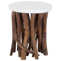 BEISTELLTISCH weiß 36 cm Houma - Dunkelbraun/Weiß, Holzwerkstoff (36/36/41cm) - Beliani