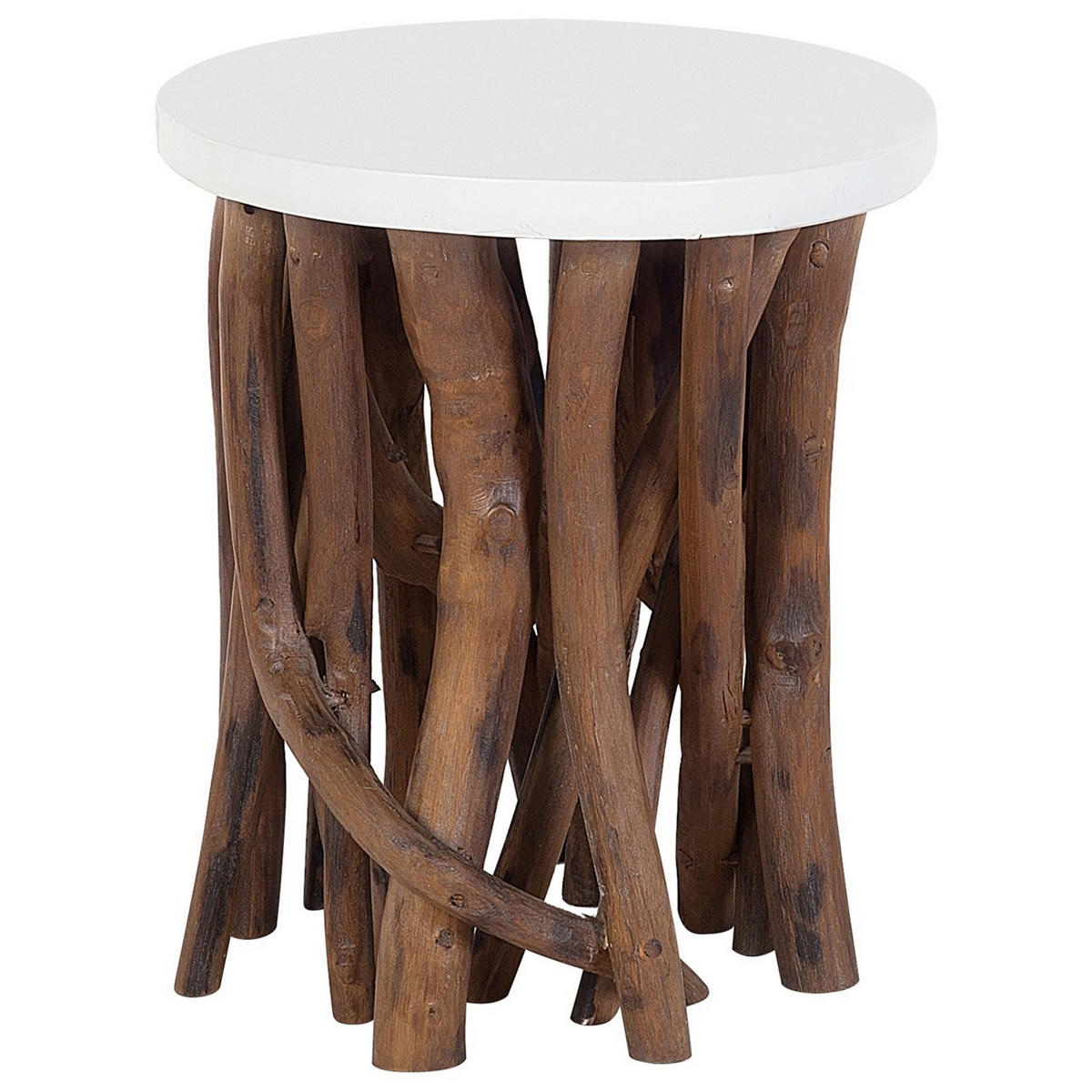 BEISTELLTISCH weiß 36 cm Houma - Dunkelbraun/Weiß, Holzwerkstoff (36/36/41cm) - Beliani
