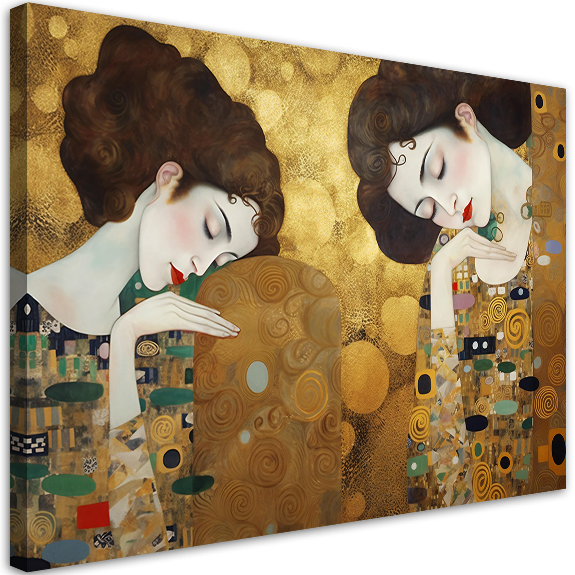 WANDBILD Wandbildnis einer frau in gold g. klimt - Goldfarben, Textil (60/40cm) - Feeby