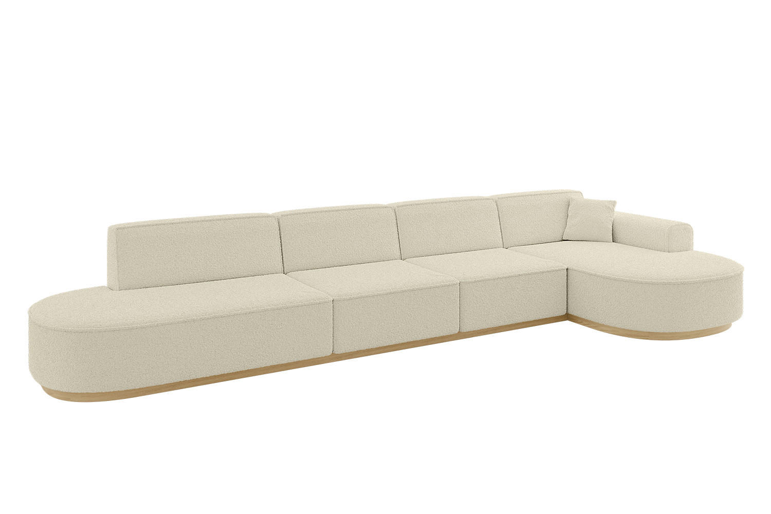 ECKSOFA Ottomane Rechts MARI-L3-v2 - 413x171x83 cm Beige Bouclé - Beige, Holzwerkstoff/Textil (171/413cm) - ALTDECOR