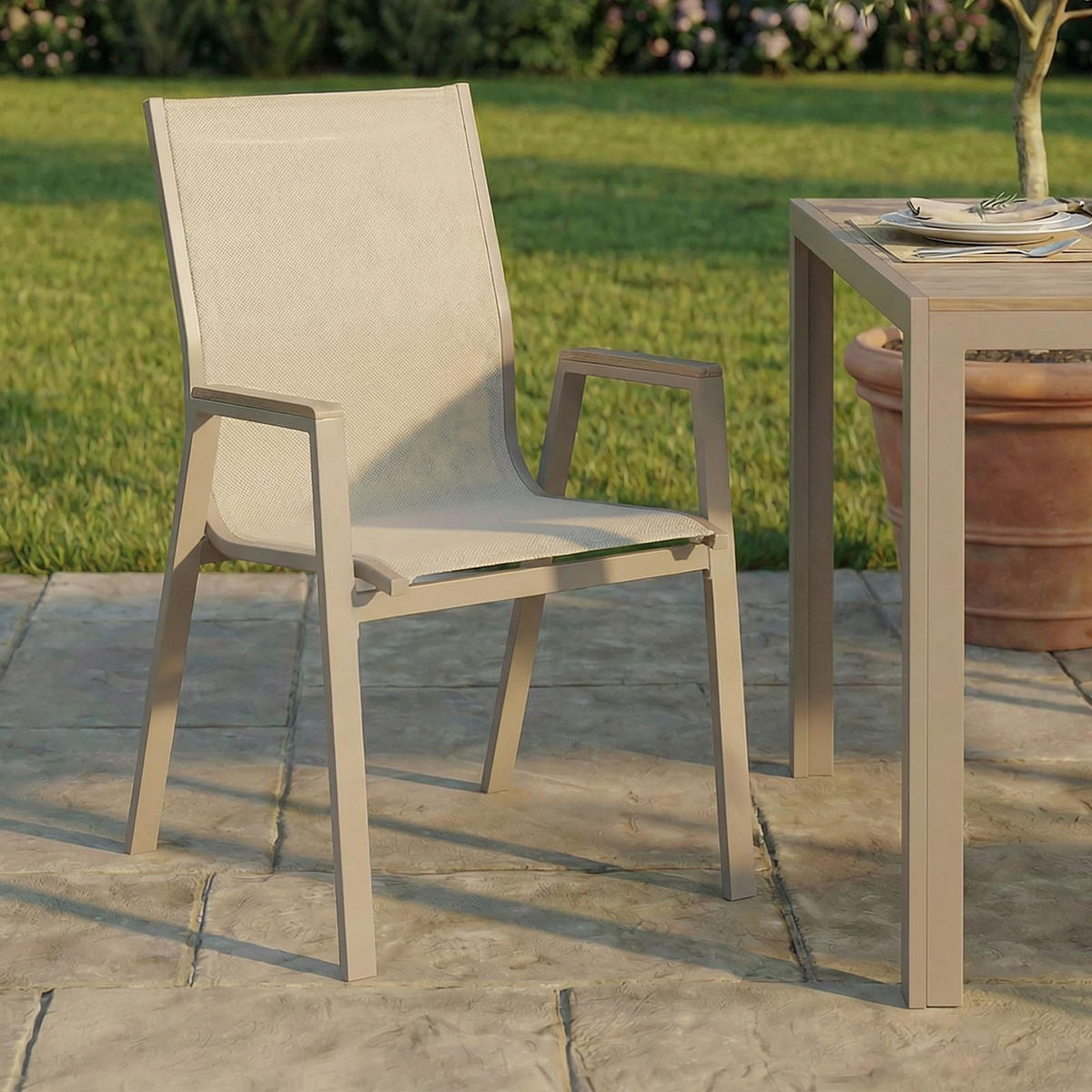 GARTENSTÜHLE MONDELLO 6er-Set hellgrau - Hellgrau, Metall (47/90/42cm) - IDIMEX