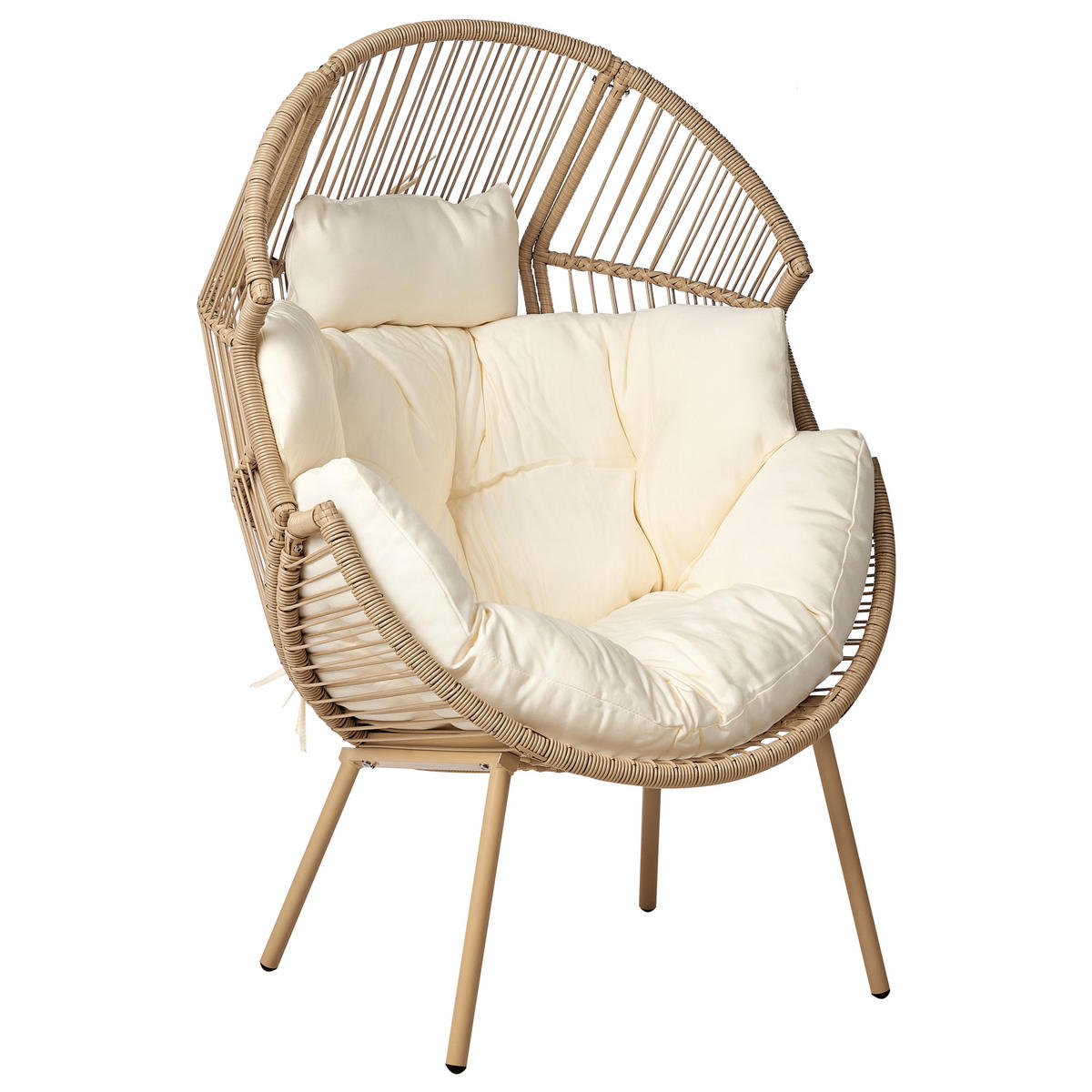 GARTENSESSEL Beige Murano - Beige/Naturfarben, Kunststoff (89/130/93cm) - Beliani