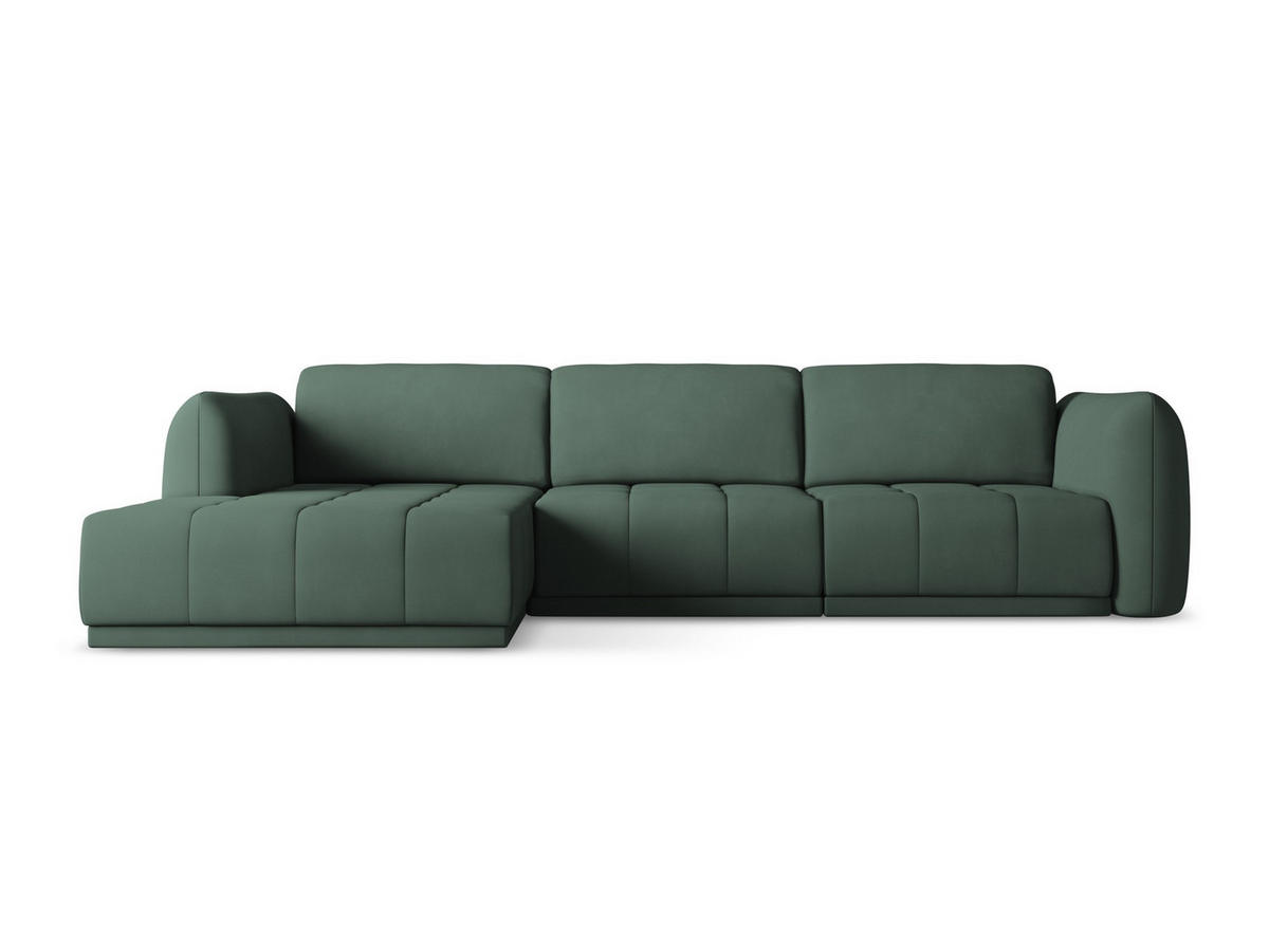 ECKSOFA Links Chenille Stoff Grün - Schwarz/Grün, Kunststoff/Textil (170/290cm) - Makamii