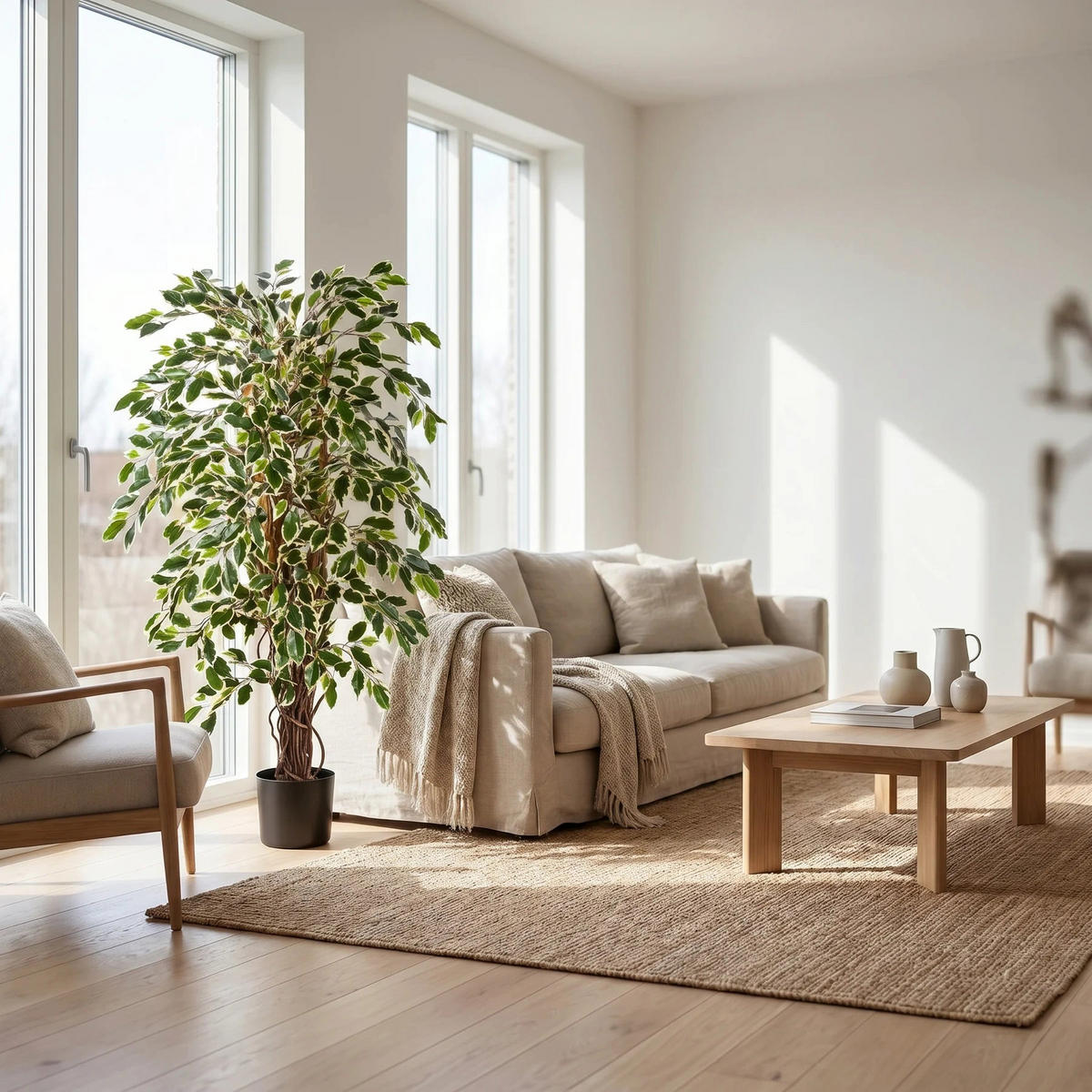 KUNSTBAUM Künstlicher Ficus – Ravian 150 cm - Naturfarben, Kunststoff (150cm) - aplanta