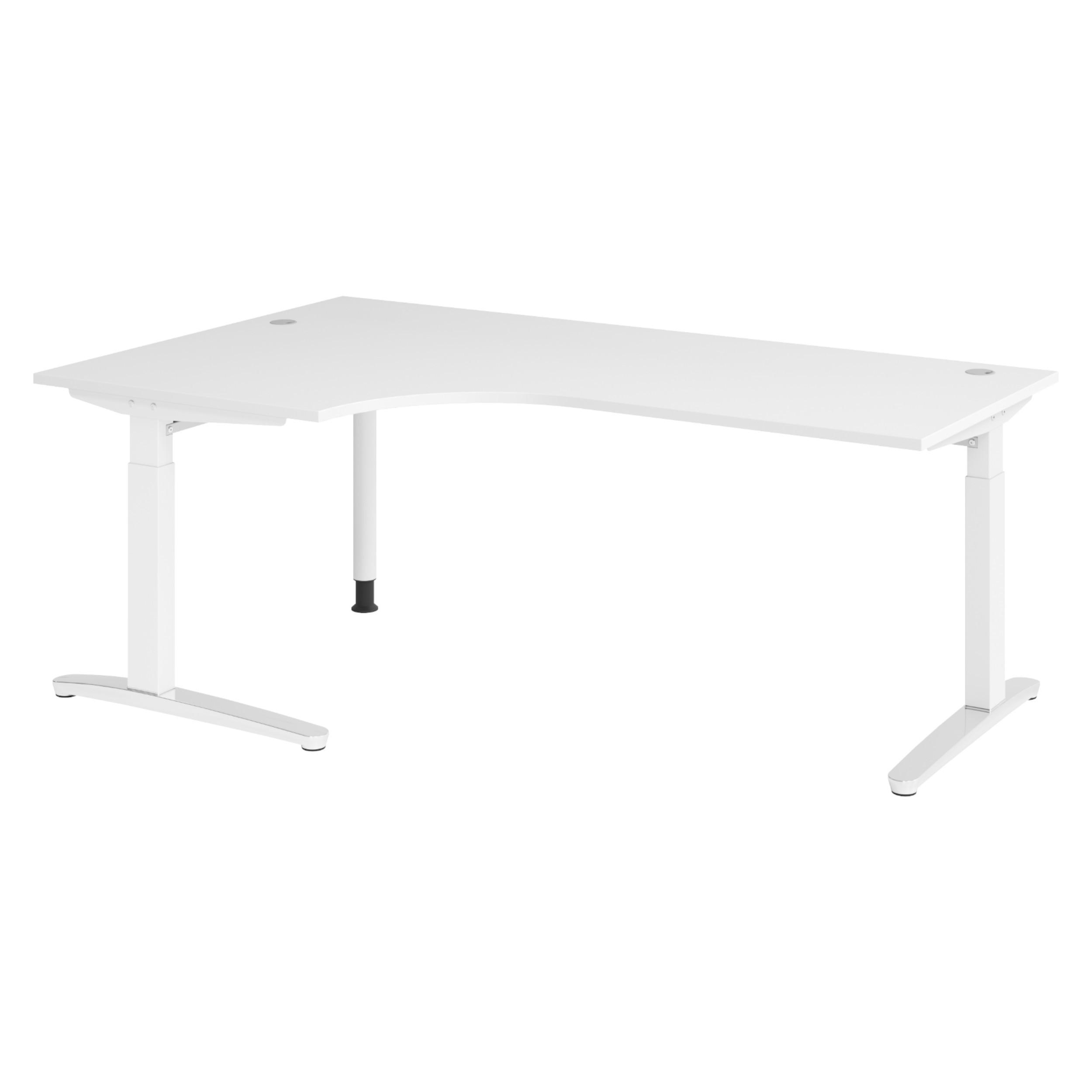 bümö Schreibtisch Weiß, Weiß, Silber 200x74x120 cm