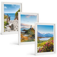BILDER SET 3er Set - 40x60 cm Weißer Rahmen - Strand, Leuchtturm, Berge, Blumen - Weiß, Kunststoff (40/60cm) - TULUP