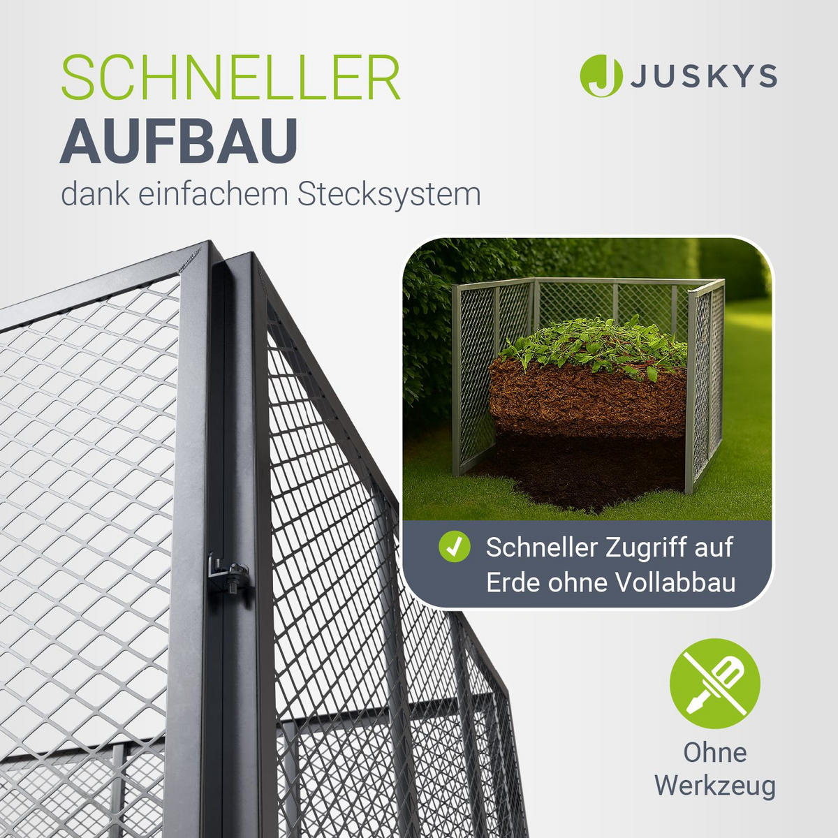 KOMPOSTER Metall silber 800L - Silberfarben, Metall (100/80/100cm) - Juskys