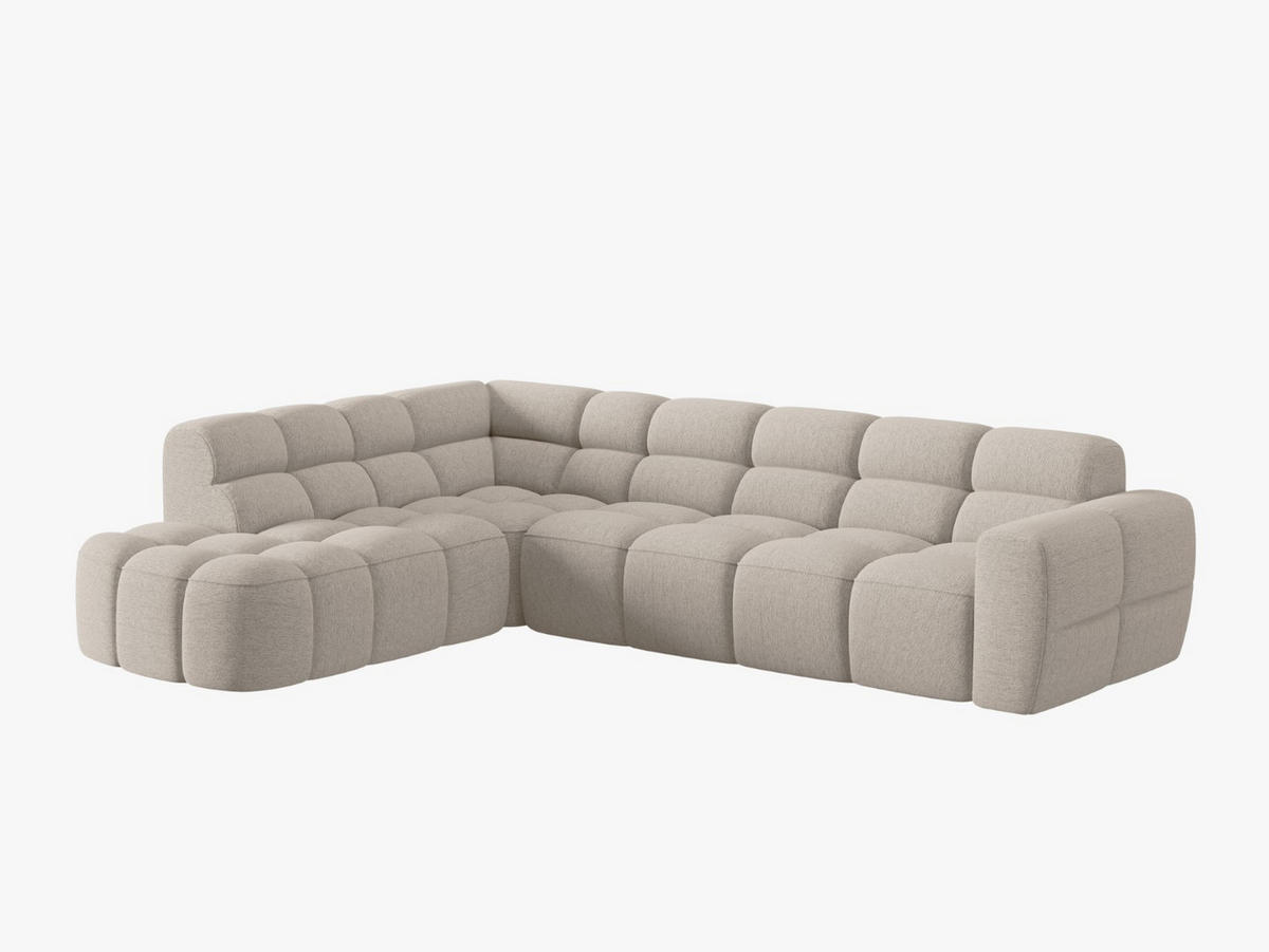 ECKSOFA links Lisa aus strukturiertem Stoff sand 5 Sitzplätze - Sandfarben, Textil (234/293cm) - Micadoni