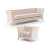 SITZGARNITUR 3+1 Chesterfield Whitby Beige Samt mit silbernen Füßen - Beige/Silberfarben, Holz/Textil (237/78/82cm) - S-Style Möbel