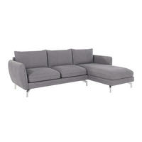 ECKSOFA Elou Grau Microfaser - Chromfarben/Grau, Holz/Textil (261/167cm) - S-Style Möbel