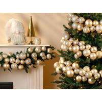 WEIHNACHTSGIRLANDEN-SET 68-teiliges mit Kugeln 6, 7, 8 cm Champagner, 180 cm - Champagner, Kunststoff (8/8/180cm) - LAALU