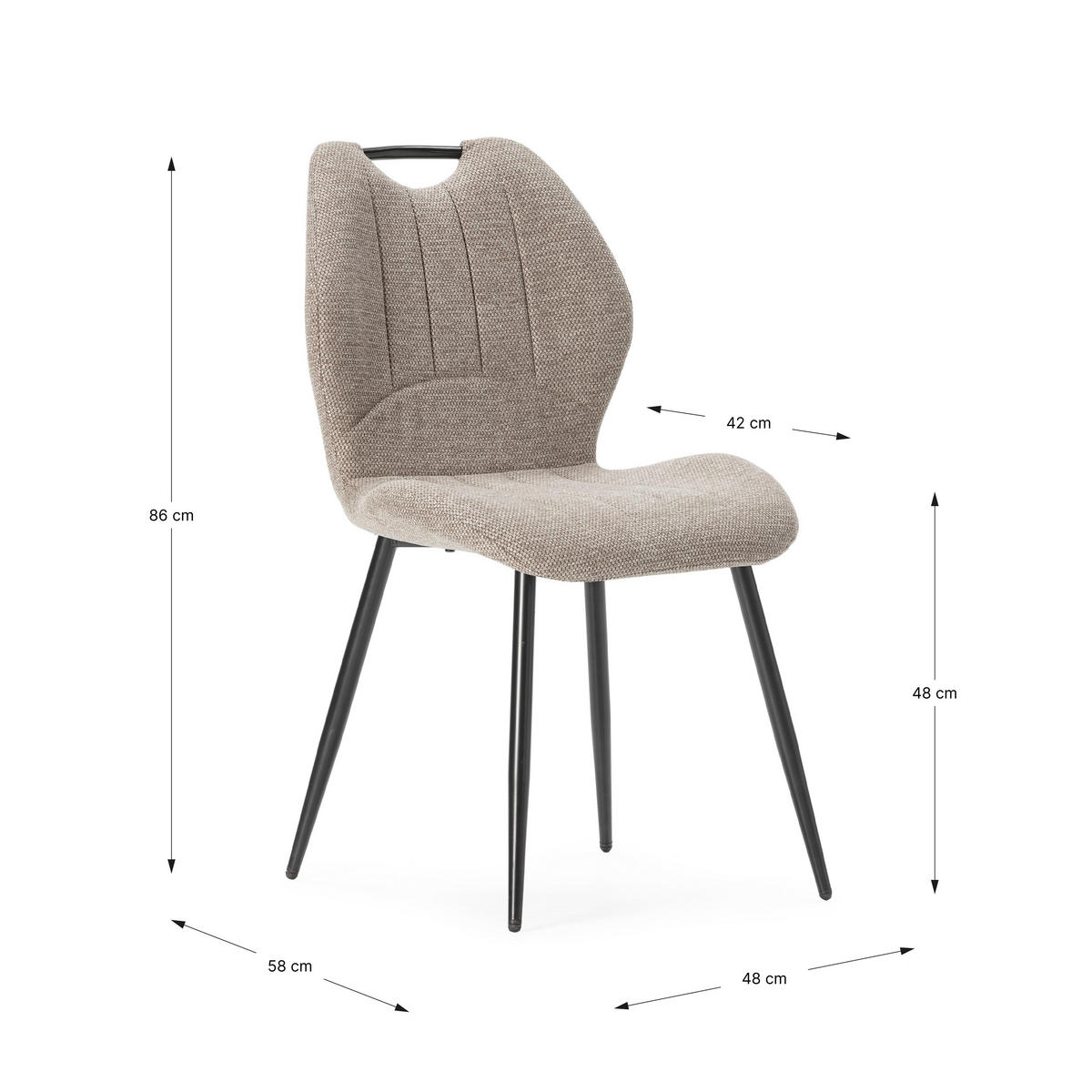 ESSZIMMERSTUHL Muli Braun 48/58/86 cm 4er-Set - Braun, Textil (58/86/48cm) - Calicosy