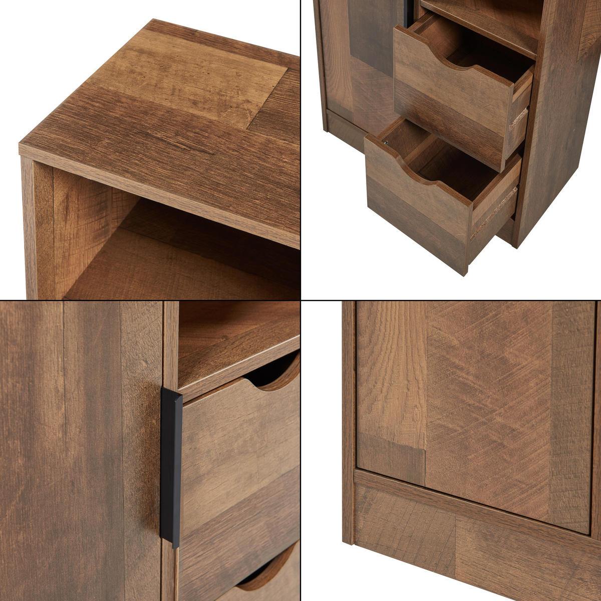 BADEZIMMERSCHRANK Namsskogan - Walnussfarben/Schwarz, Holzwerkstoff/Metall (50/100/25cm) - [en.casa]