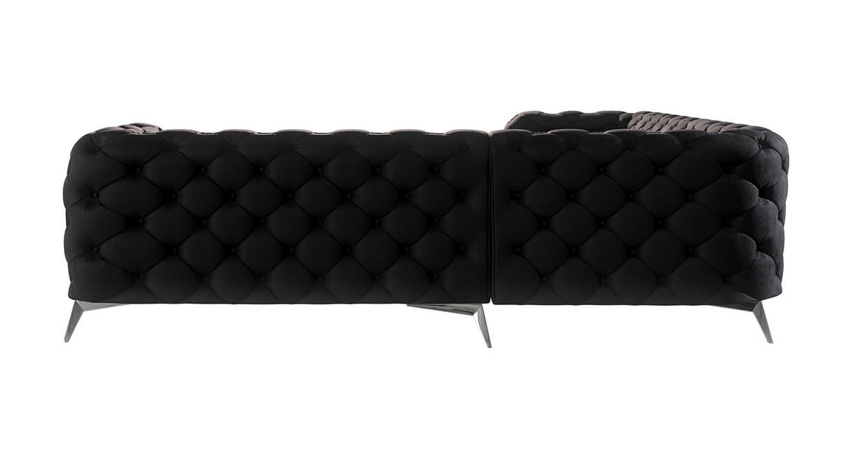 ECKSOFA Chesterfield Laura Schwarz Samt - Silberfarben/Schwarz, Holz/Textil (264/264cm) - S-Style Möbel