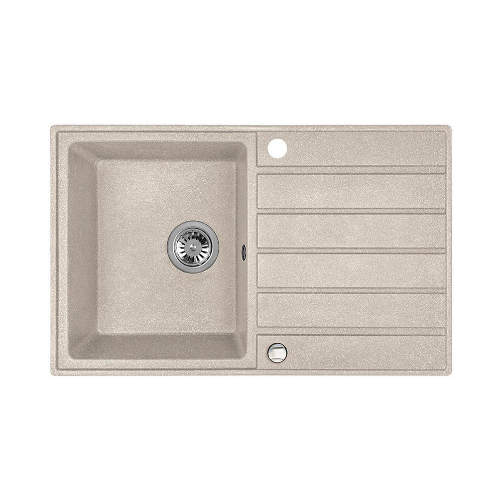 EINBAUSPÜLE Margarita Beige, Einzelbecken, 49/79/23 cm - Beige, Stein (49/23/79cm) - bad land