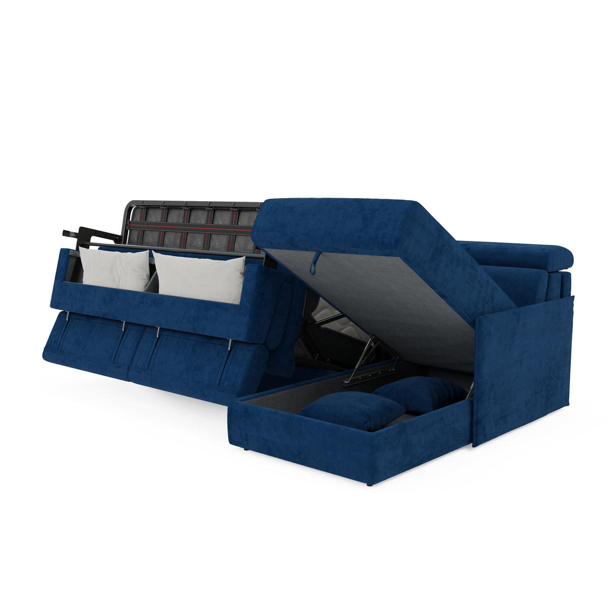 ECKSOFA Miryam - Blau, Metall (252/98cm) - Divani.store