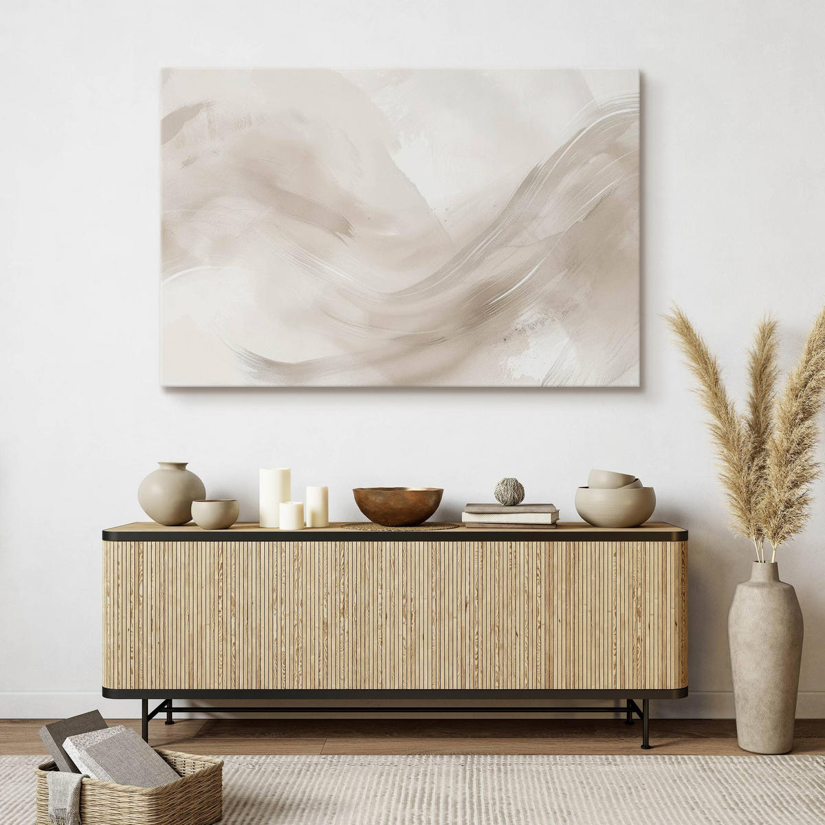 LEINWANDBILD Abstraktion Moderne Kunst für Wohnzimmer 40/30 cm - Beige/Braun, Textil (40/30cm) - Muralo