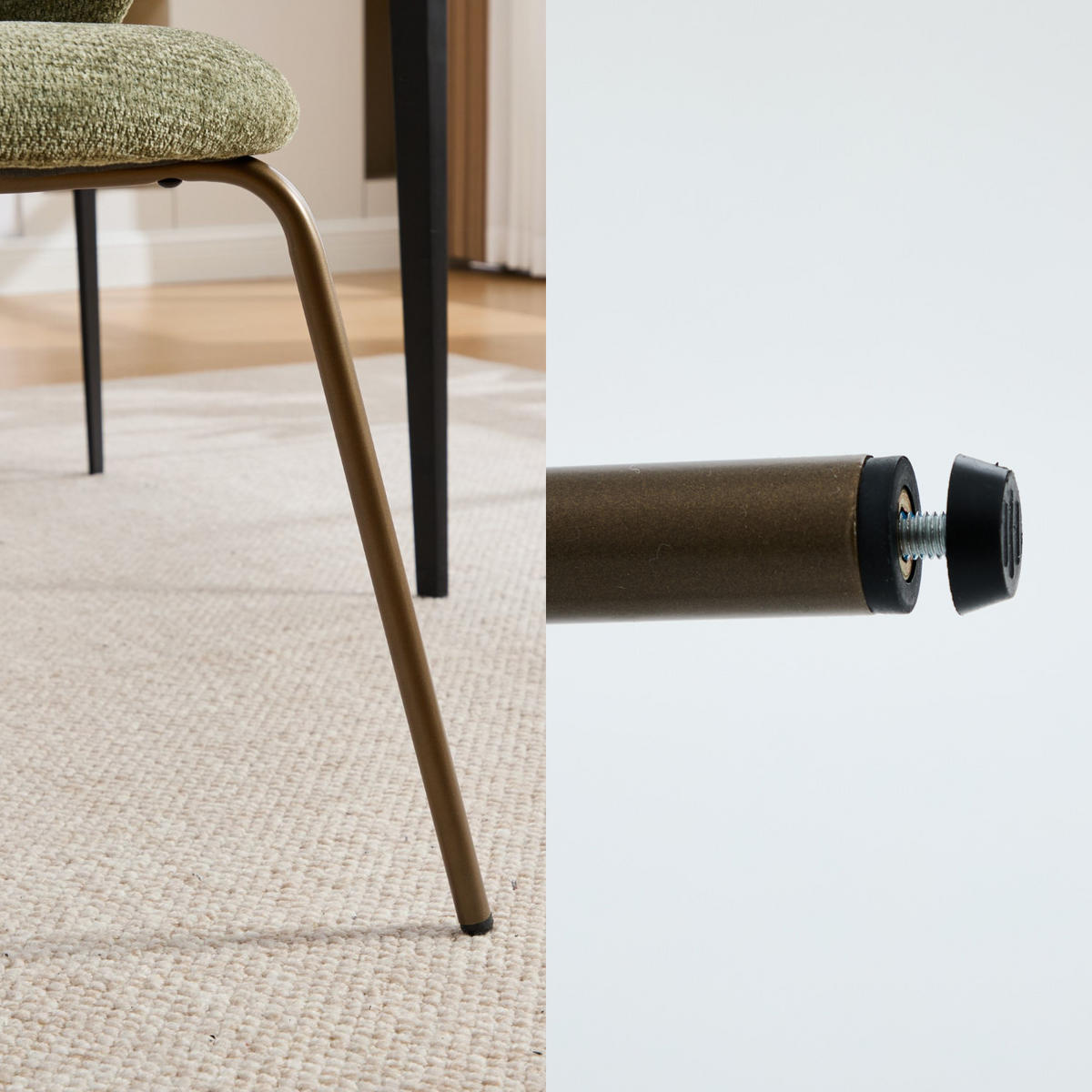 CHENILLE-STÜHLE im 2er-Set, mit geschwungener Rückenlehne und weicher Polsterung, Grün - Grün, Textil (52/80/58cm) - Meubles Cosy