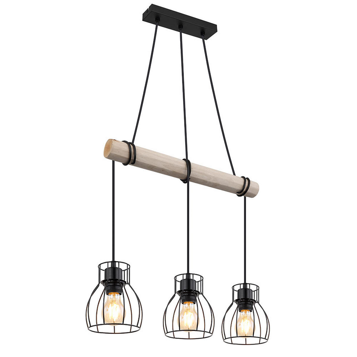 HÄNGELEUCHTE MINA Holzoptik Braun - Braun, Holz (50/14/140cm) - Globo Lighting