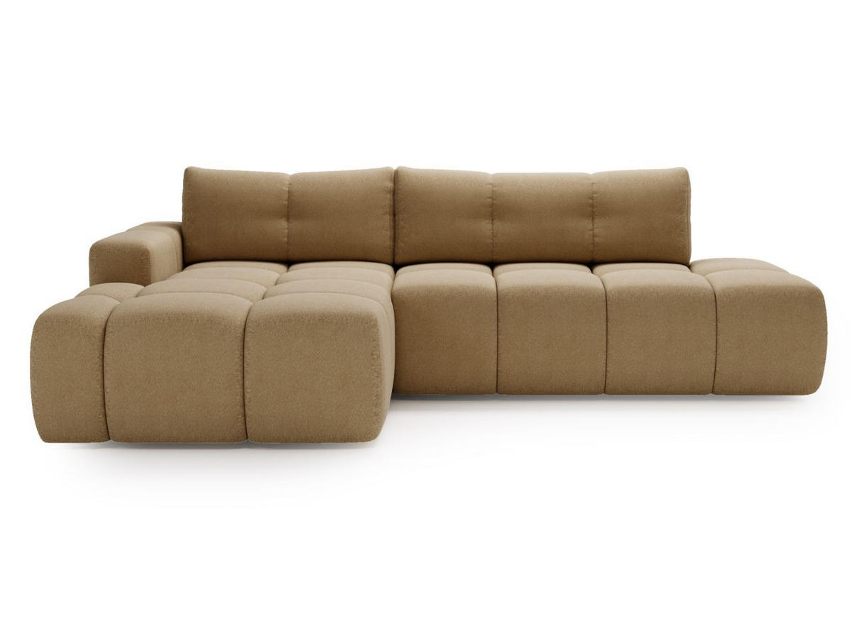 ECKSOFA Montero Bouclé-Stoff Hellbraun Rechts - Hellbraun, Holz/Textil (280/177cm) - Graingold
