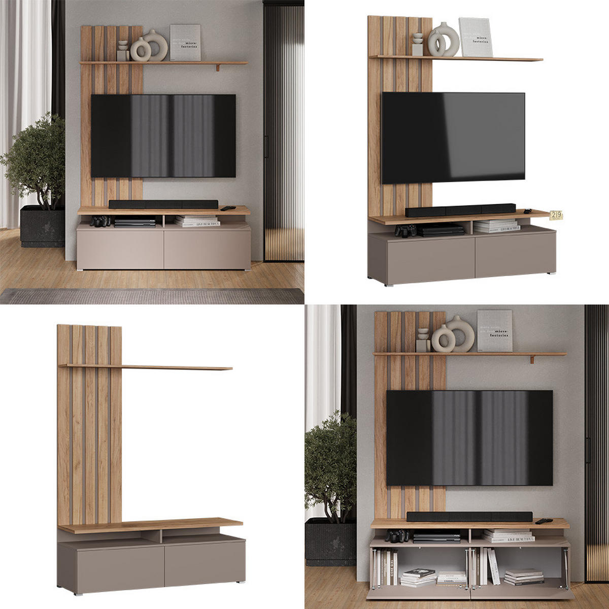 NÁSTĚNNÁ SKŘÍŇKA Harro Dub Goldkraft / béžová - šedobéžová/barva dubu, kompozitní dřevo (139/200/45cm) - Vicco