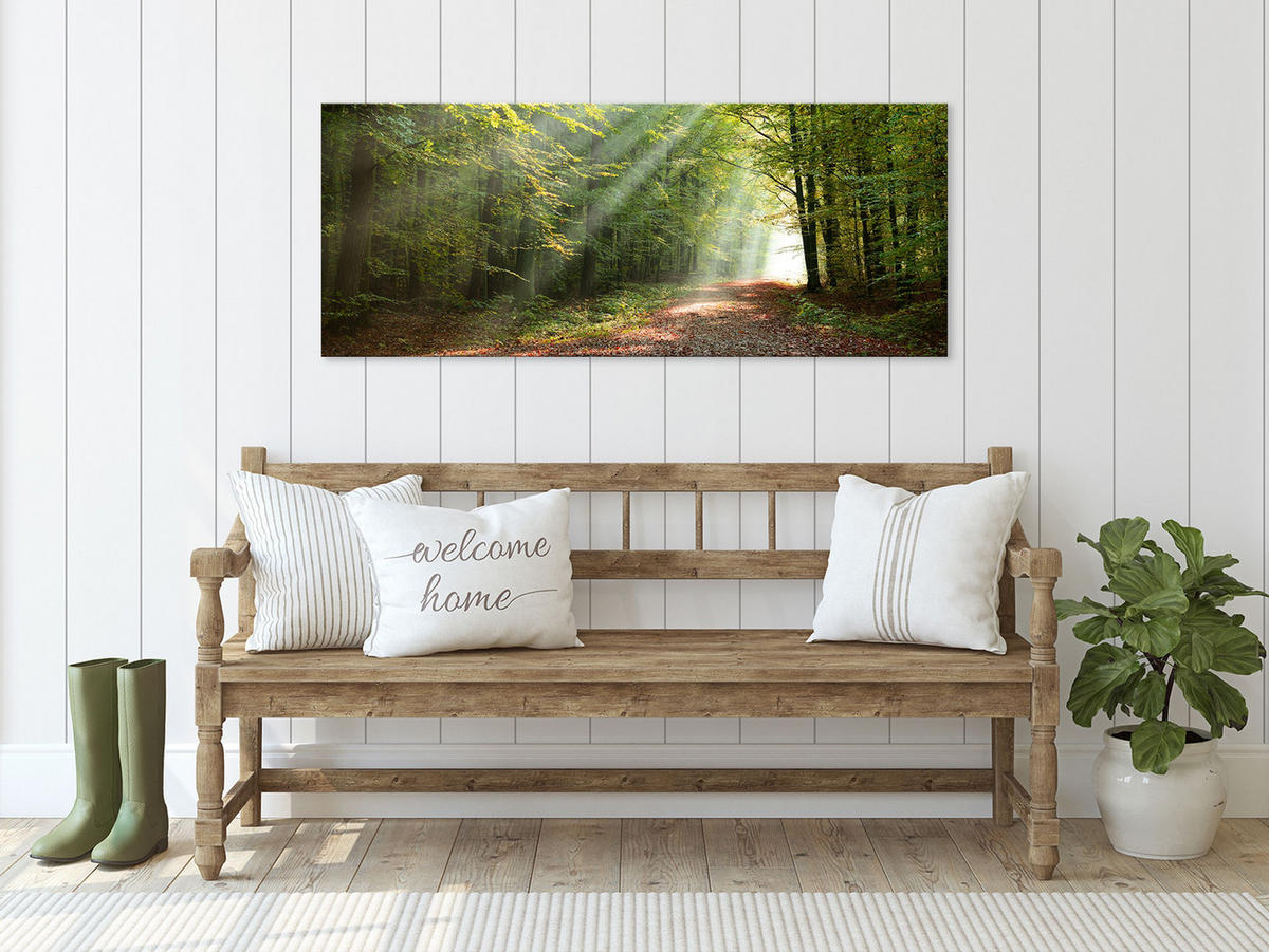 GLASBILD 125x50 cm Landschaft Wald grün - Braun, Glas (125/50cm) - artissimo