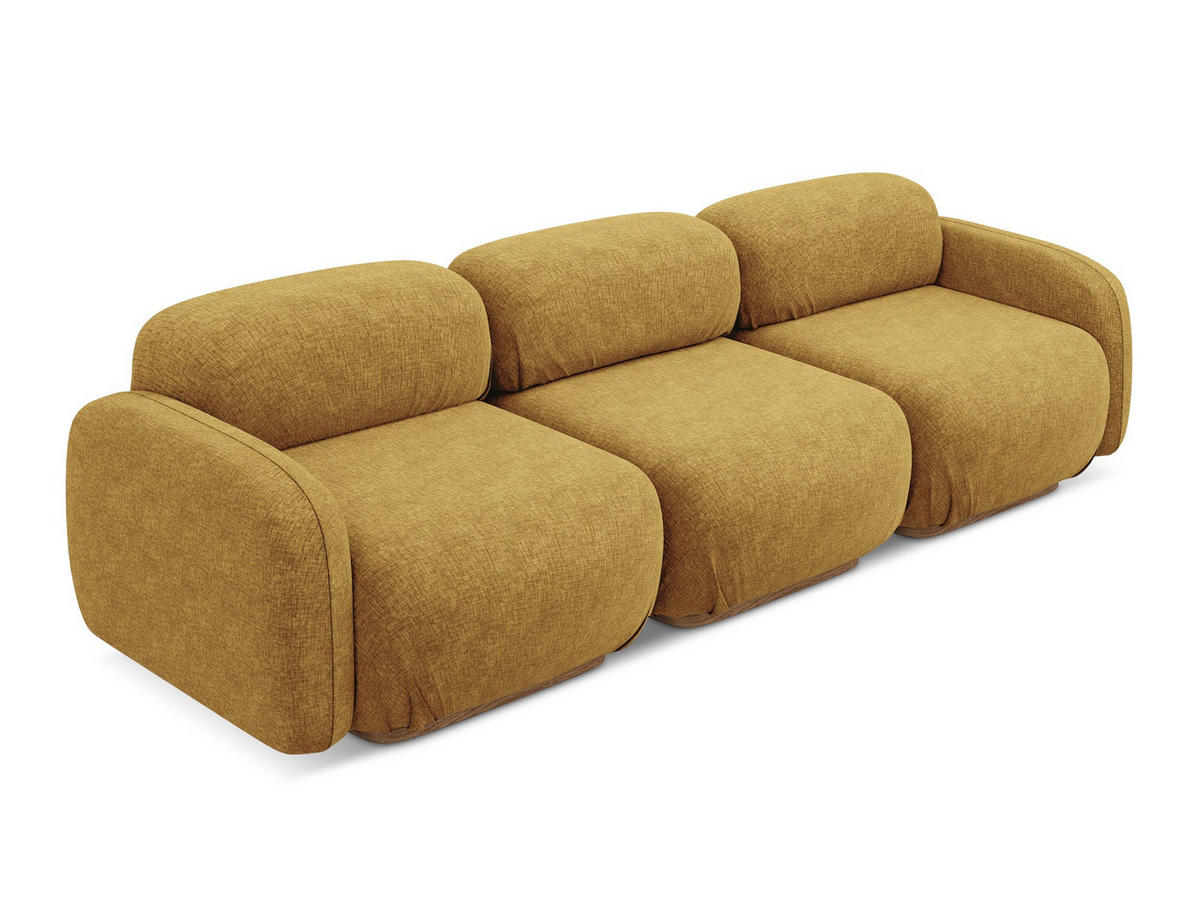 4-SITZER-SOFA Chenille Stoff Gelb - Currygelb/Gelb, Holz/Textil (270/73/95cm) - Makamii
