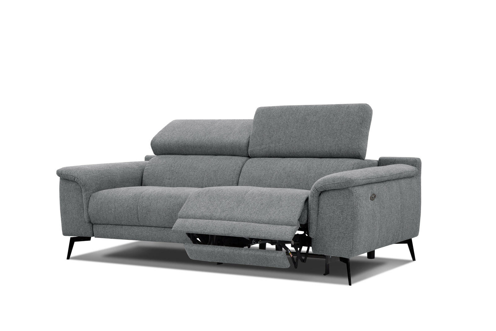 RELAXSOFA FIERO 3-Sitzer mit 1 Relaxfunktion, grau - Schwarz/Grau, Holzwerkstoff/Textil (212/82/103cm) - Courtois Laville
