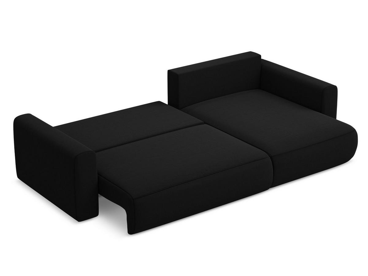ECKSOFA mit Schlaffunktion Samt Stoff Schwarz - Schwarz, Kunststoff/Textil (278/149cm) - Makamii