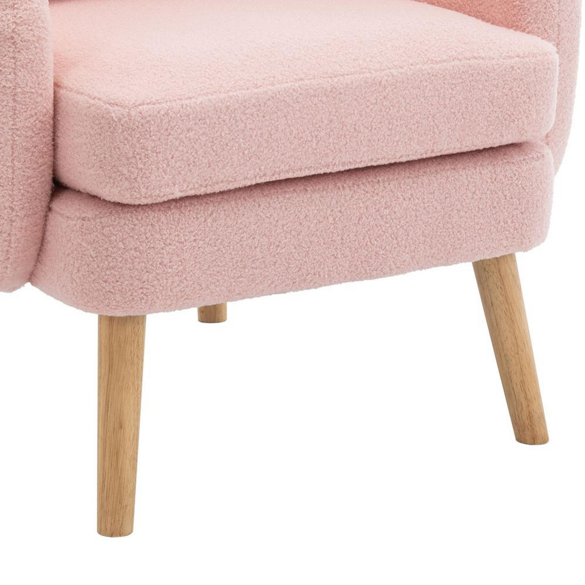 POLSTERSESSEL in Rosa Teddy-Samt with Massivholz-Beinstuhl - Pink, Textil (72/79/71cm) - KOMHTOM