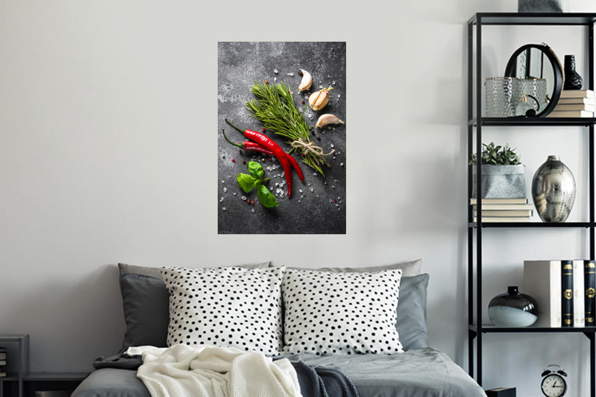 WANDTATTOO Pfeffer - Kräuter - Gewürze - Beton 40x60 cm - Dunkelgrau, Kunststoff (40/60/0.1cm) - MuchoWow