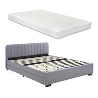 POLSTERBETT Nofrenna mit Matratze - Schwarz/Grau, Holzwerkstoff/Kunststoff (160/200cm) - [en.casa]