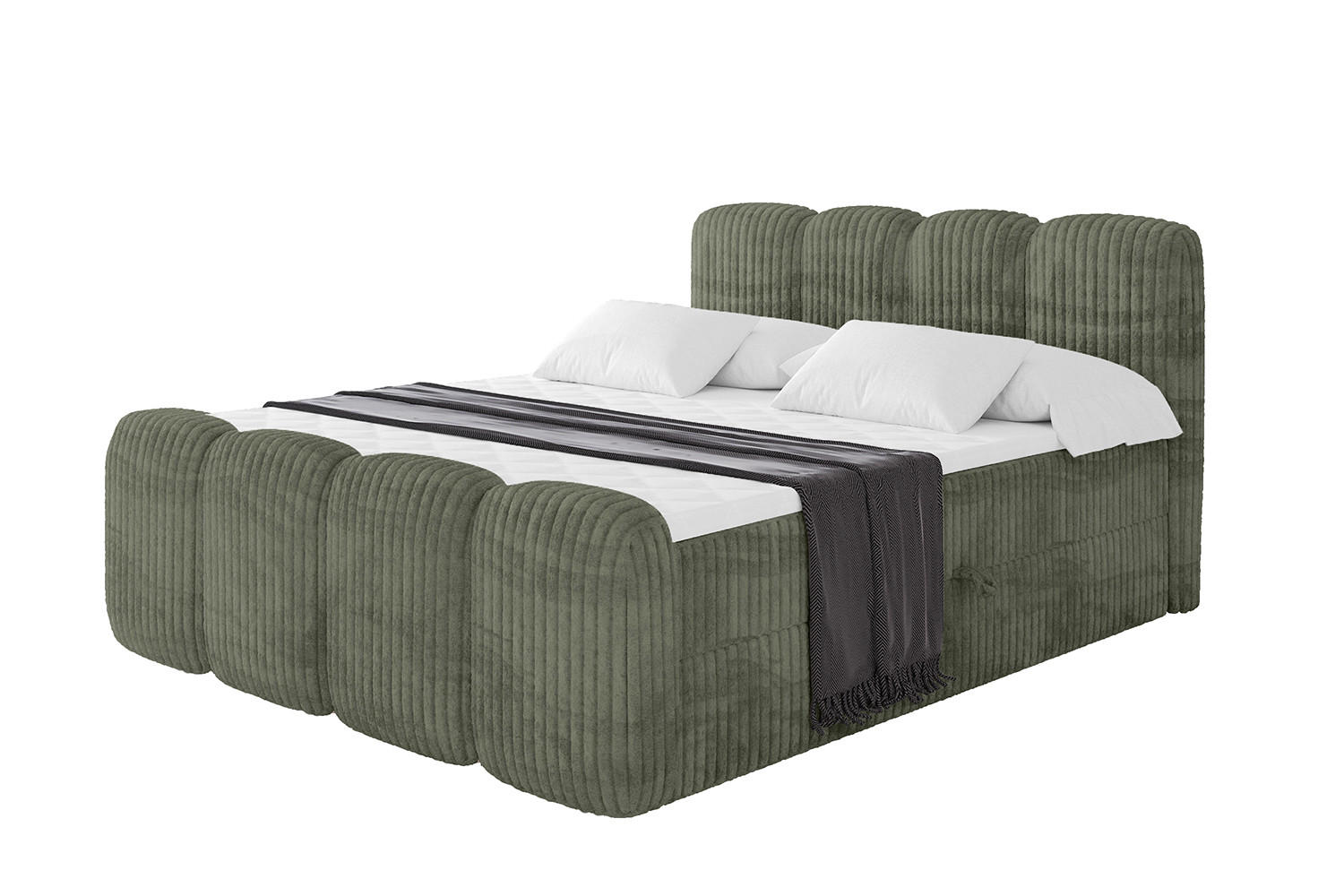 ALTDECOR AMERICKÁ postel s úložným prostorem, matrací H4 a roštem – NINA-Z – 160 × 200 cm – olivová