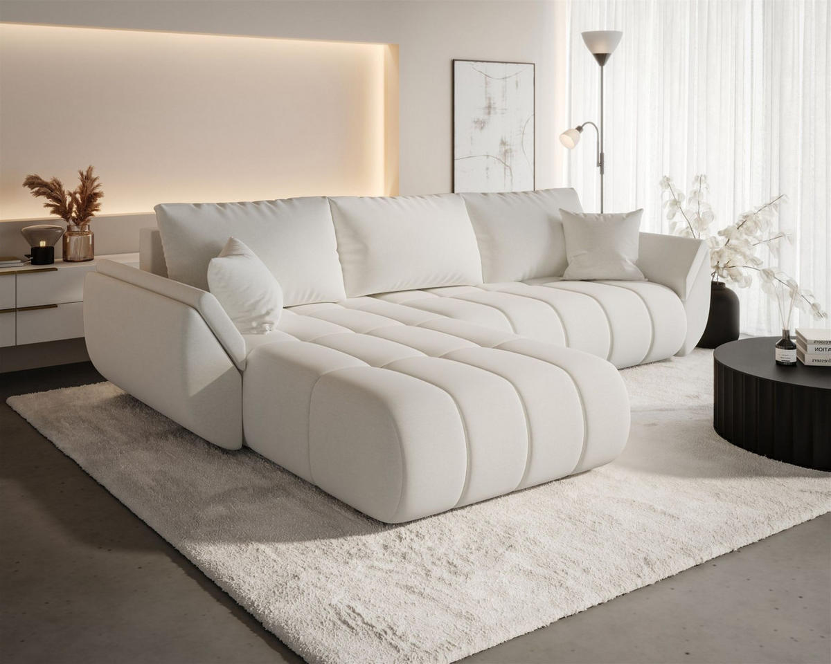 ECKSOFA Misato In Wind - Weiß, Holzwerkstoff/Textil (175/280cm) - Fun Möbel