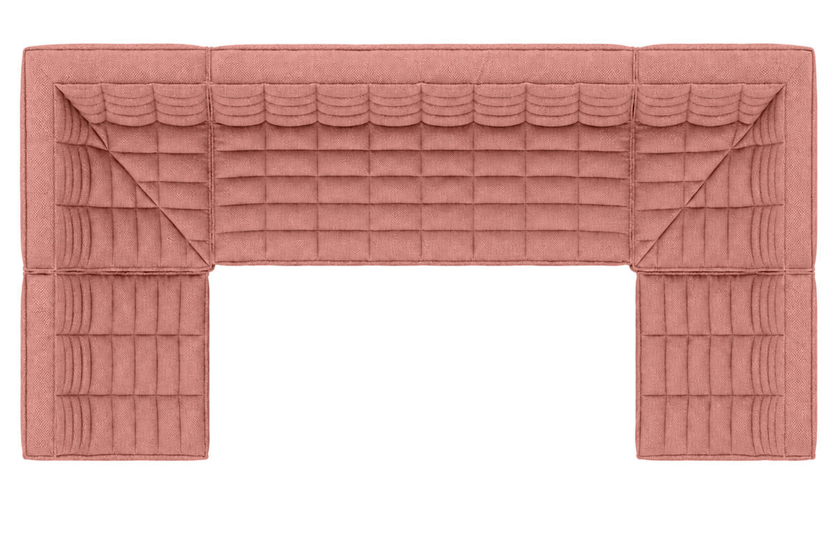 ROHOVÁ SEDAČKA modulární ve tvaru U, plyšová tkanina Pop, Růžová, LAZY U Medium - růžová, dřevo (386/76/173cm) - Kaiser Möbel