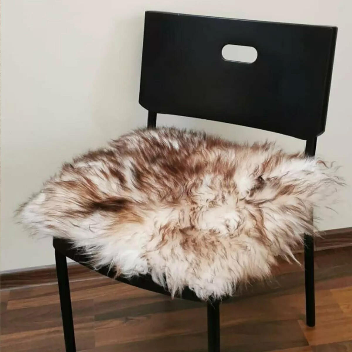 SITZKISSEN Stuhlauflage aus echtem Schaffell, Natur, Leinenstoff, 40 cm - Dunkelbraun/Braun, Fell (40/40cm) - Provellus